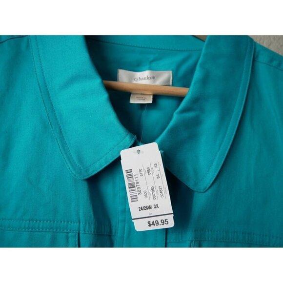 Christopher & Banks Women Turquoise Button Down Jacket Overcoat Basics NWT 3x - Picture 10 of 11
